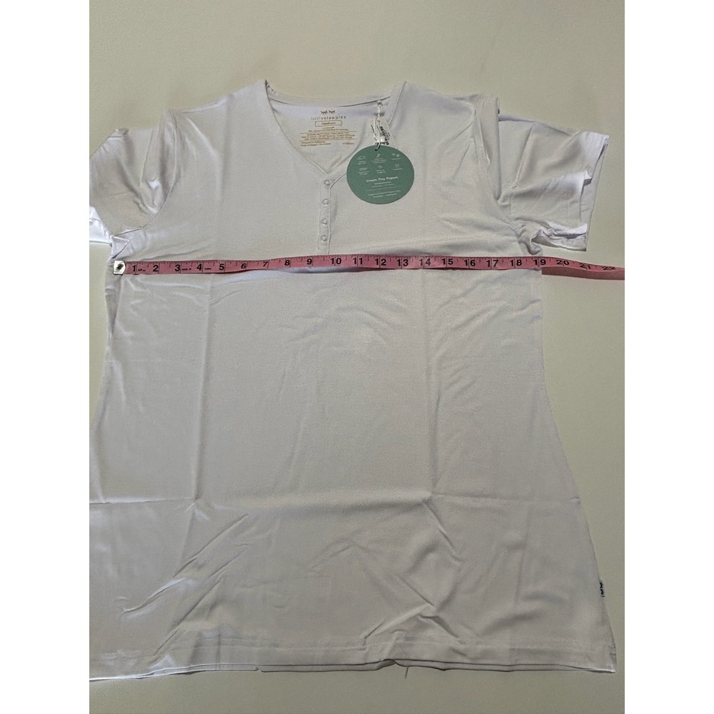 Little Sleepies Women Bright White Lunaluxe Short Sleeve Pajama Top Medium NWT - Picture 6 of 7